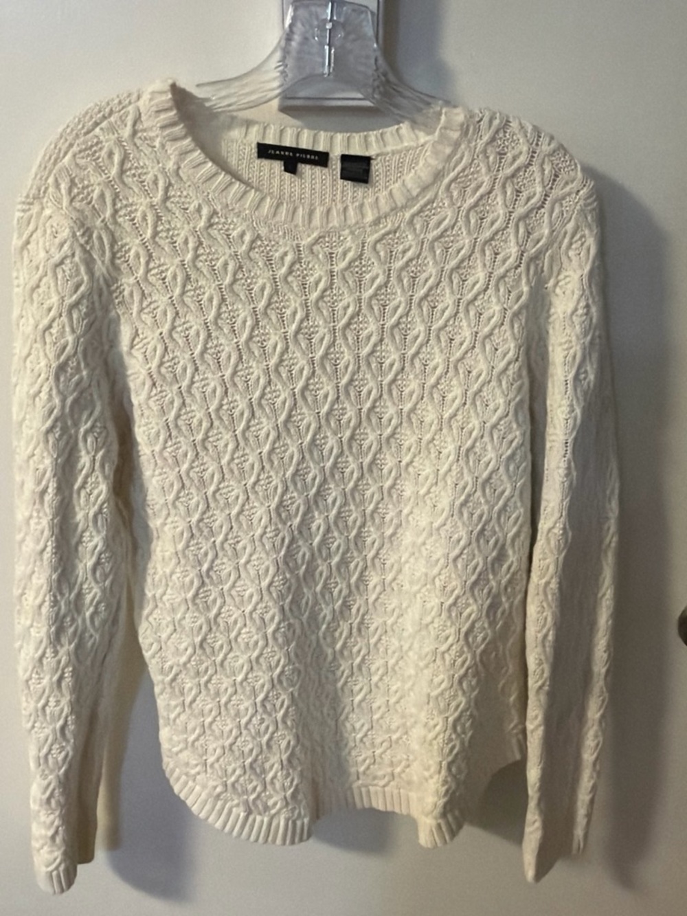 Jeanne Pierre Cream Cable Knit Sweater